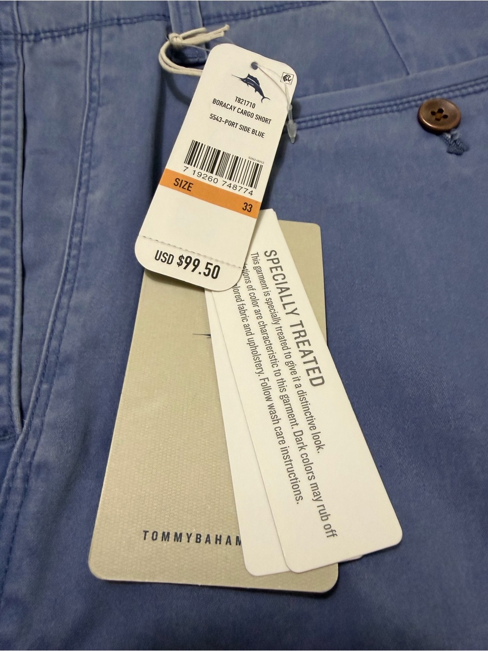 Tommy Bahama Boracay Cargo Shorts Port Side Blue Men’s Size 33 NWT - Picture 2 of 12